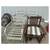 Slat Wooden Rocker, Vtg Mid Century Modern Patio