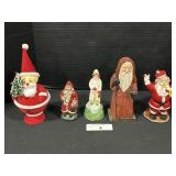 Vtg Santa Figures & Candy Container.