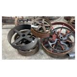 Vtg Cast Iron Cart Wheels.