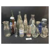 Adv Bottles, Soda, Dairy & Mason Jars.