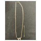 10K Gold Necklace & Heart Pendant, Extender.
