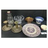Flo Blue Bowl, Transferware, Carnival Glass Dish.