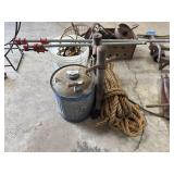 Vtg Oil Can, Marlin Rope, Slide Clamps.