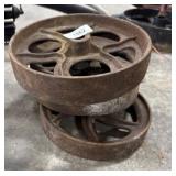 (4) Vtg Cast Iron Cart Wheels.