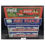 3 Hess Trucks & 1 Toy Coca Cola Truck