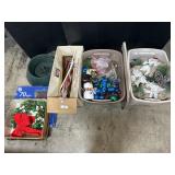Christmas Ornaments, Wreaths, Tree Stand.