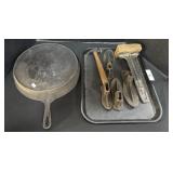 Cast Iron Pan & Vtg Tools.
