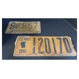 2 Vintage PA License Plates 1916 & 1930.