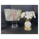 Vintage Floral Touch Lamp & PartyLite Lamp.