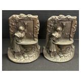 Cast Bronze Girl At Fountain Bookends.