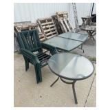 (2) Glass Top Patio Tables & Chairs.