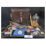 Pins, Binoculars, Pocket Knife.