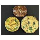 3 Breininger Redware Pottery Dishes.