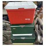 2 Vintage Coleman Coolers & 1 Gott Cooler.