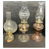 Eagle & White Flame Glass Oil Lamps.