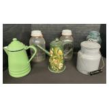 Enamelware & Toleware Pitchers, Atlas Mason Jars.