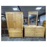 Traditional White Washed Cherry Armoire & Vanity.