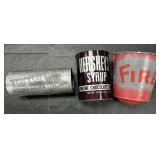 Printing Plate Cylinder, Hershey Can, Fire Bucket.