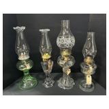 4 Clean Antique Oil Lamps.