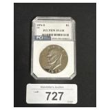 Graded Eisenhower Dollar Coin.