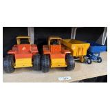 Tonka Pressed Steel Tractors & Wagon Toys.