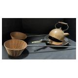 Tea Kettle, Frying Pans, Colander.
