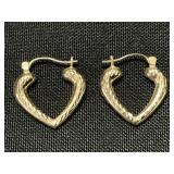 14K Gold Heart Earrings.