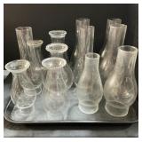 12 Glass Oil Lamp Chimneys.