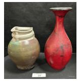 Pair Of Signed Ceramic Vases.