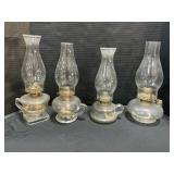 Glass Oil Lamps, Queen Anne.
