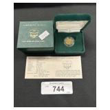 1/10 Oz Fine Gold 1989 American Eagle $5 Coin.