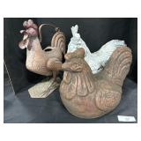 Roster Metal Water Can, Resin Rooster Sculptures