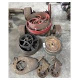 Vtg Cast Iron Wheels, Tractor PTO Belt Pulleys.