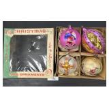 4 Vintage Large Vintage Glass Ornaments.