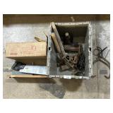 Ice Tongs, Primitive Jacks, Miter Box Saw.