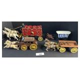 4 Vintage Cast Iron Horse Drawn Coaches/Carriage