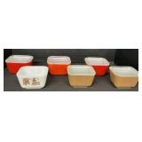 Early American, Red, & Brown Refrigerator Pyrex.