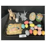 Easter Eggs & Bunny Figurines, Resin Plaque.;