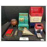 Vintage Coin Banks, Mail Boxes, Register & Book.