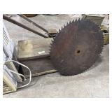 Saw Mill Circular Blade, Primitive Tool Box.