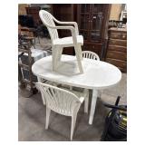 White Patio Table & Chairs.