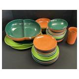 36 Pc Set Of Melmac Color Flyte Dinnerware.