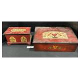 Hand Painted Folk Art Wooden Boxes.