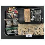 Vintage Buttons, Hairpins, Glasses, Spoons.