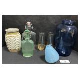Blown Glass Tumble Vase, Blue Pharmaceutical Jar