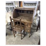 Traditional Pine Childrenï¿½s RollFront Desk.