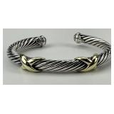 David Yurman 14K & Sterling Crossover Cuff.