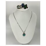 5pc Sterling Silver Turquoise Jewelry.