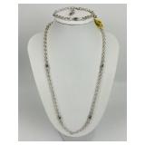 NWT 18KT & Sterling Caviar Necklace & Bracelet.