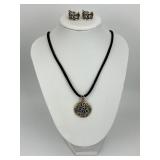 14KT & Sterling Rona Fisher Pendant & Earrings.